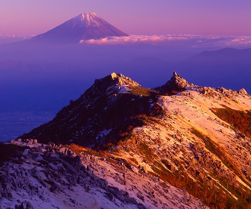 鳳凰三山と富士山の写真