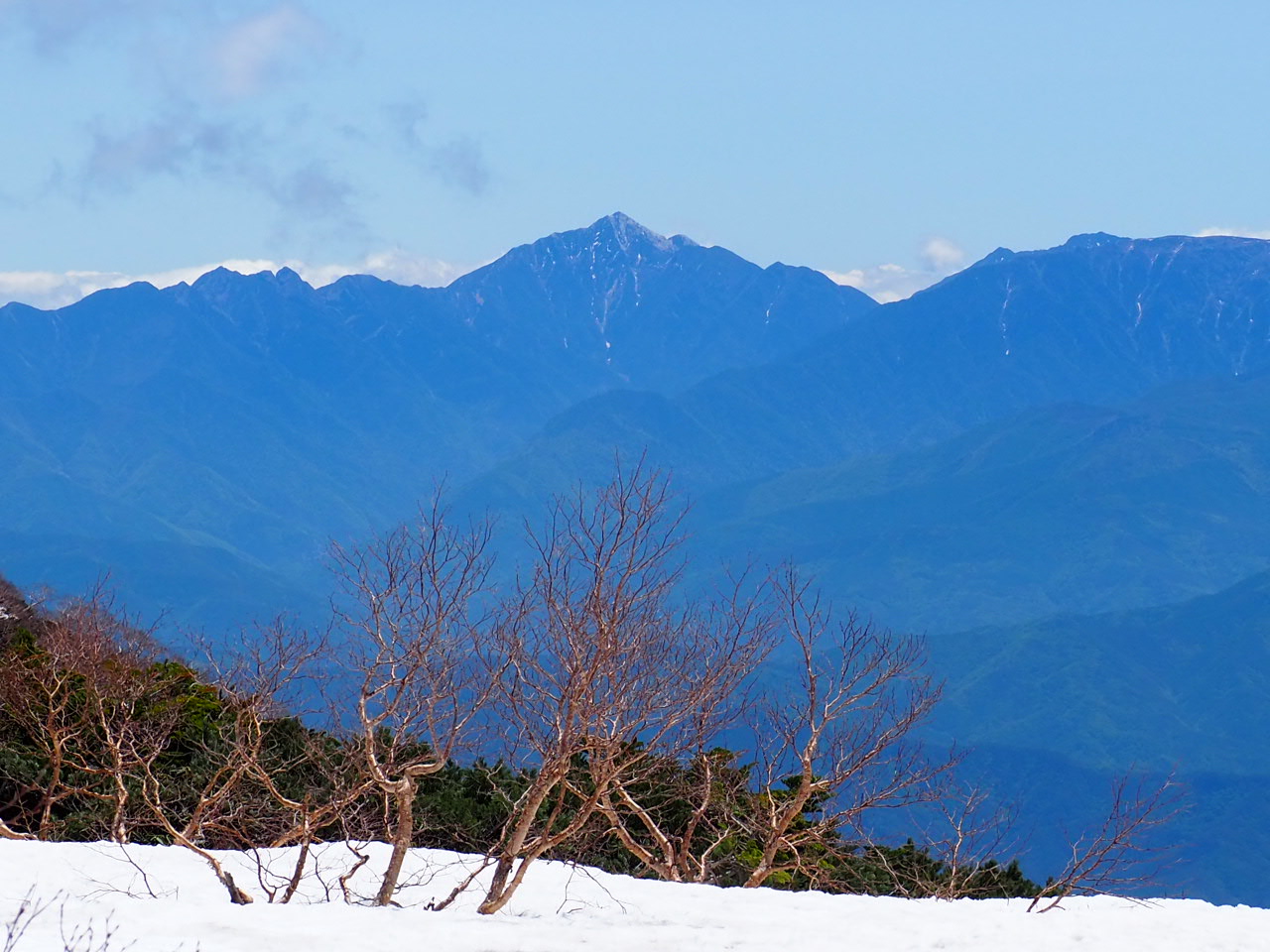 甲斐駒ヶ岳と鋸岳の写真