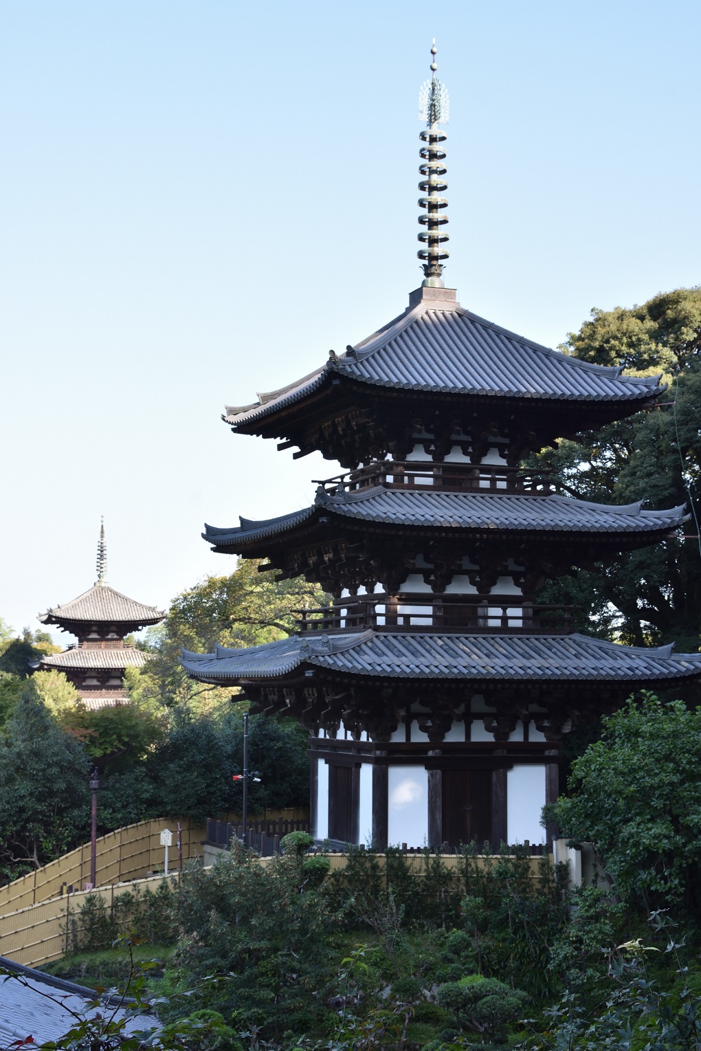 西塔（手前）と東塔（奥）の写真