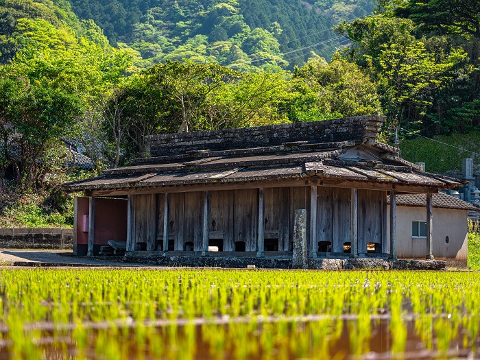 椎根の石屋根倉庫の写真